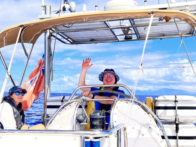 David waving